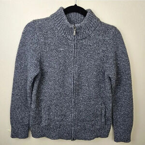 LL Bean Lambswool Zip Mock Neck Cardigan Sweater Size Medium 500736‎